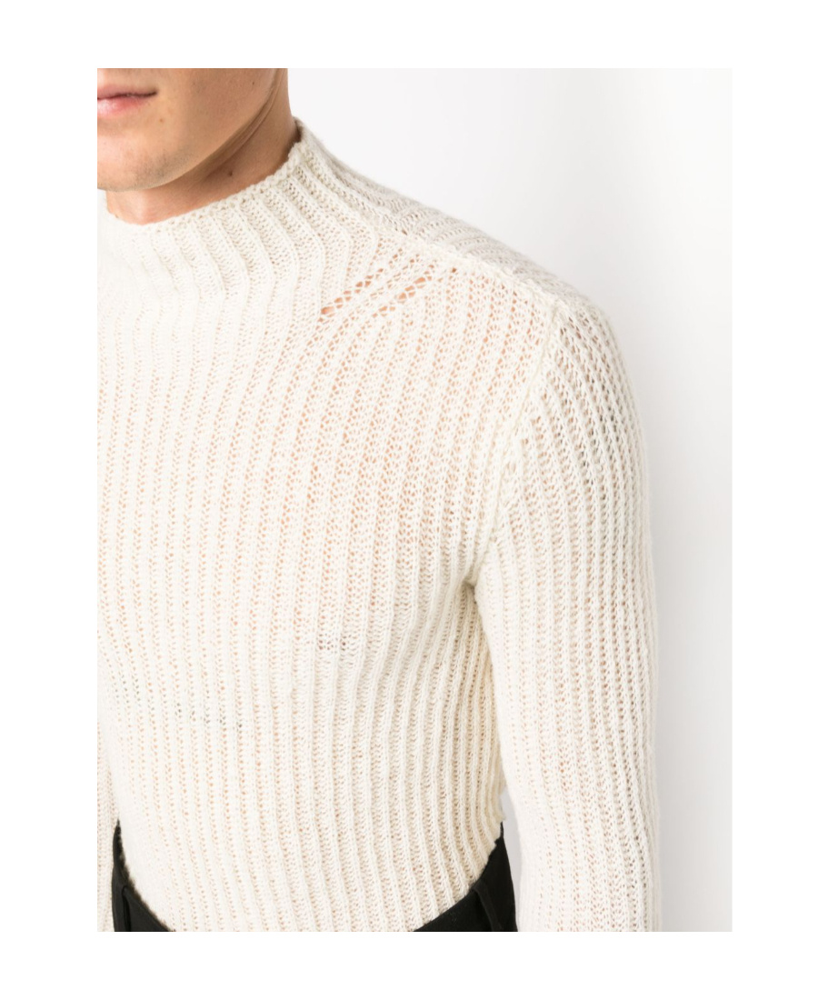Dries Van Noten High-neck Long-sleeved Sweater In White