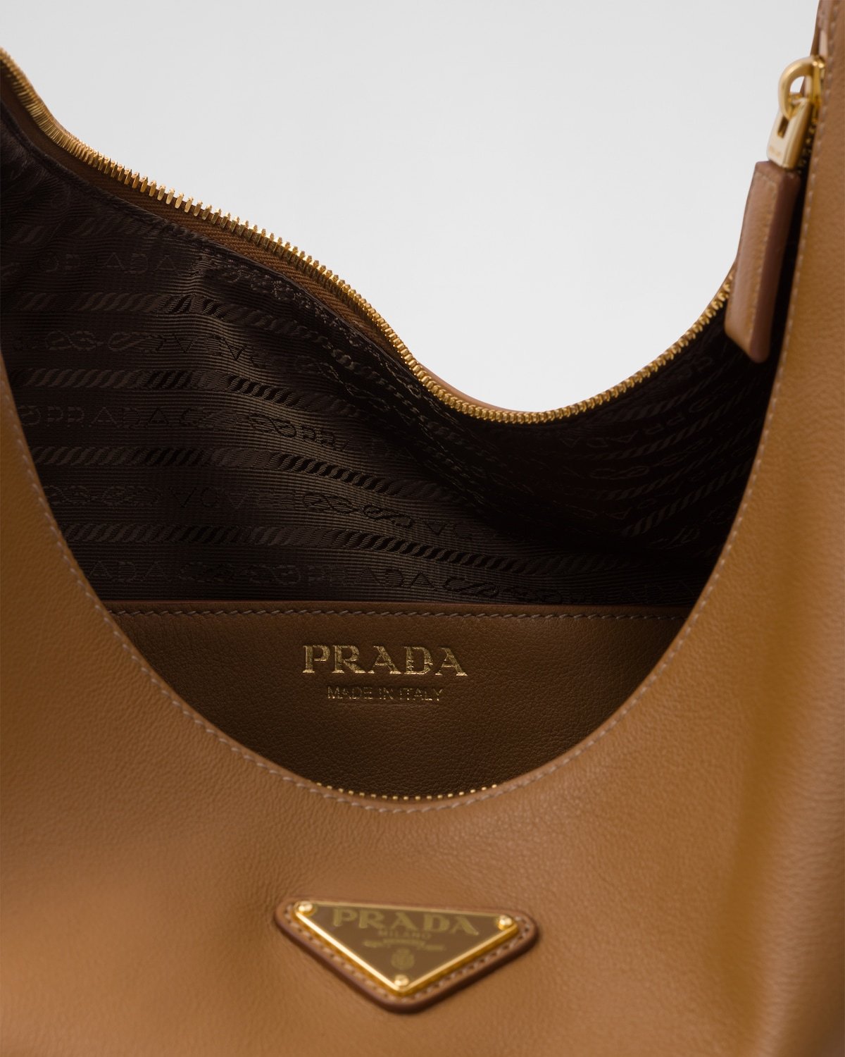 Prada Arque Caramel Large Leather Shoulder Bag Women In Brown