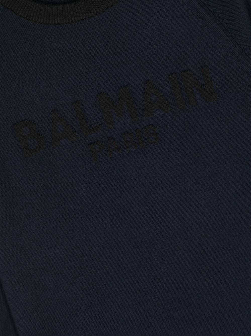 Balmain Logo-embossed Crew-neck Jumper In Black