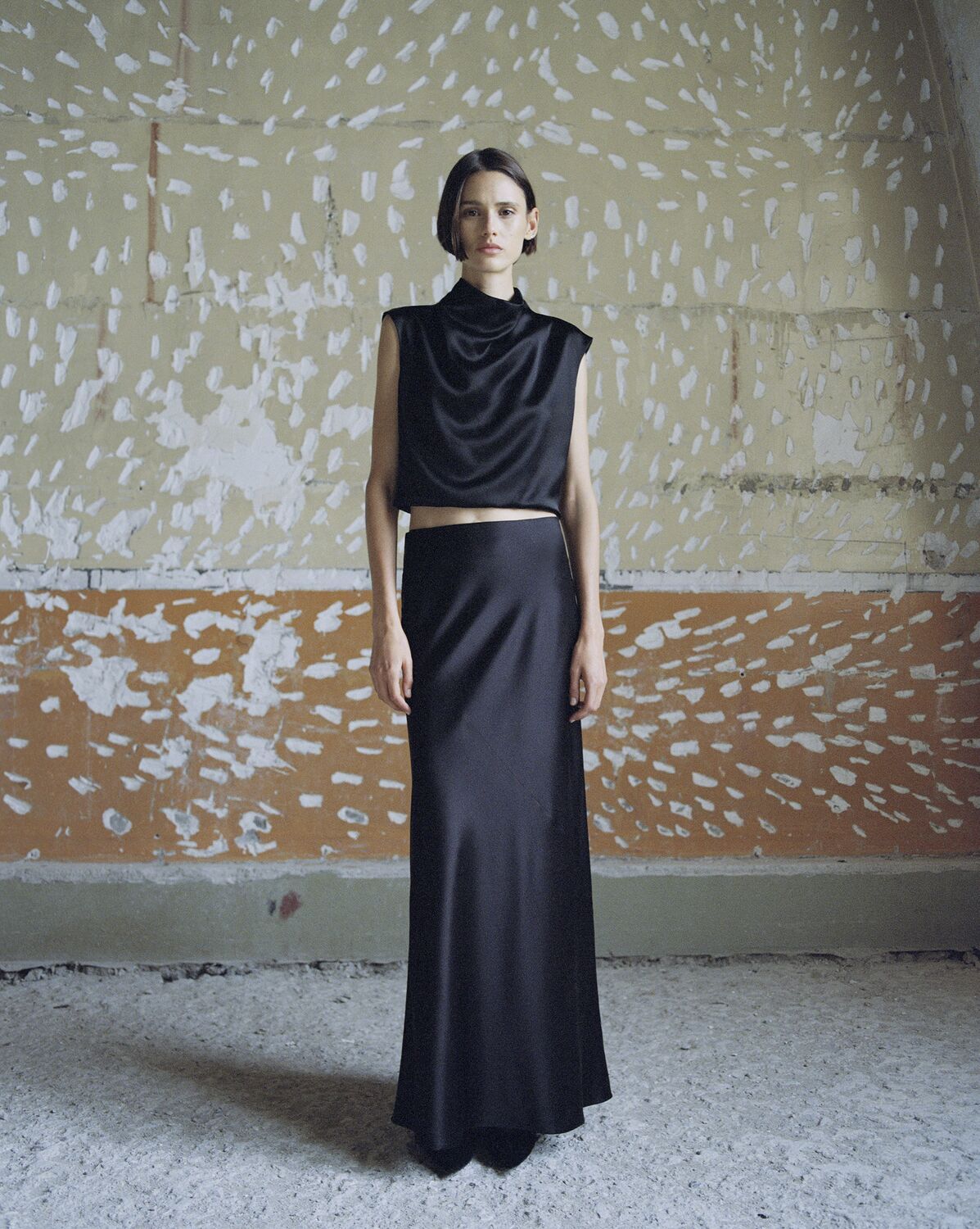 Saint Laurent Flowy High-waisted Maxi Skirt In Crepe In Black