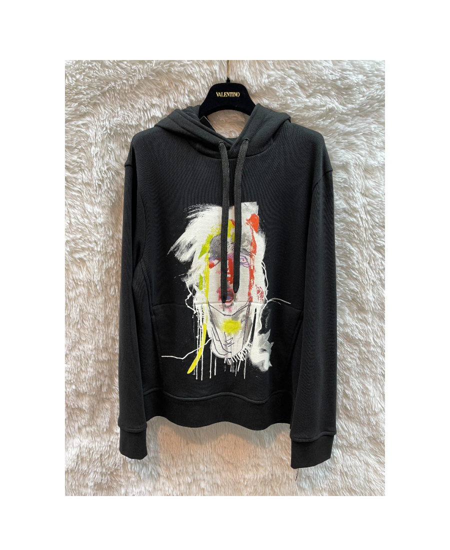 Neil Barrett Black Printed Hooded Sweater In Black