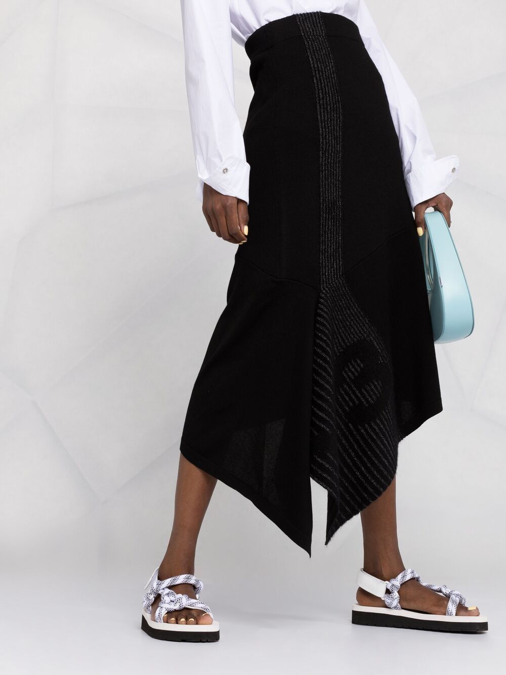 Y-3 Asymmetric Mélange Wool-blend Midi Skirt In Black