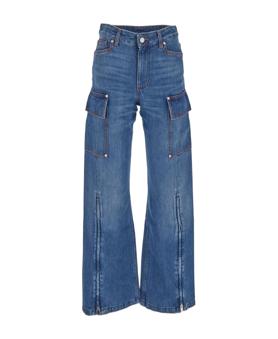 Stella Mccartney Wide-leg Cargo Jeans - Women's - Polyester/cotton In Blue