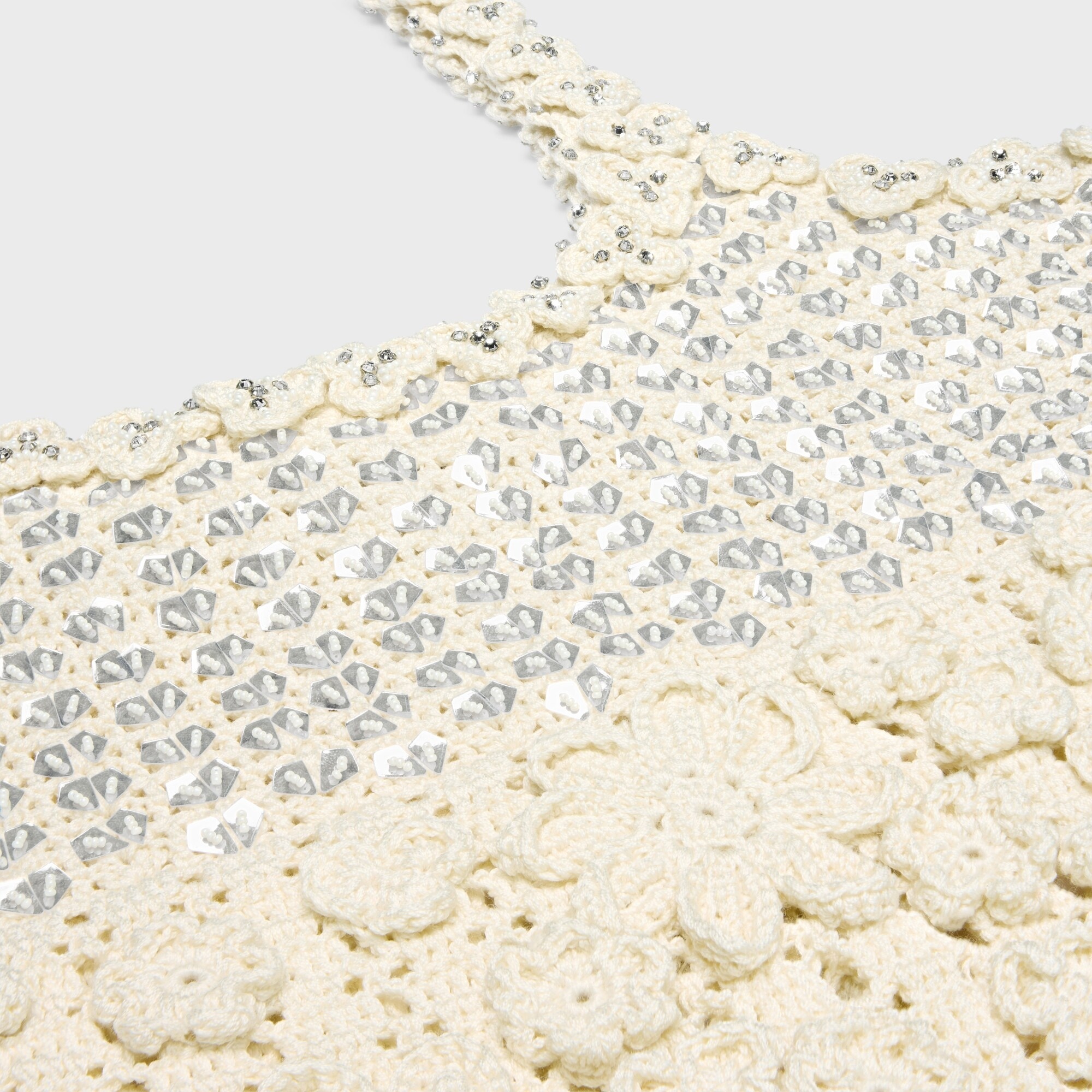 Celine Embroidered Crop Top In Crocheted Cotton