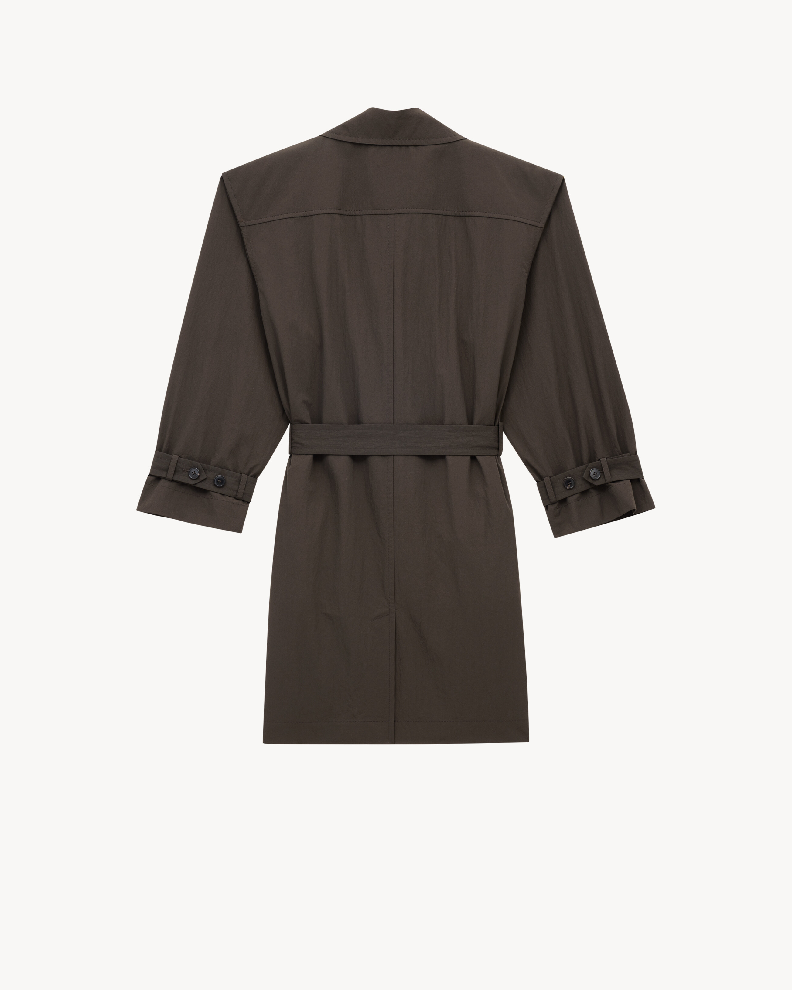 Saint Laurent Double-breasted Belted Trench Coat In Brown