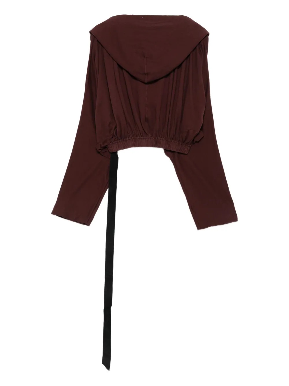 Rick Owens Drkshdw Hooded Cropped Tunic Drawstring Detail In Brown