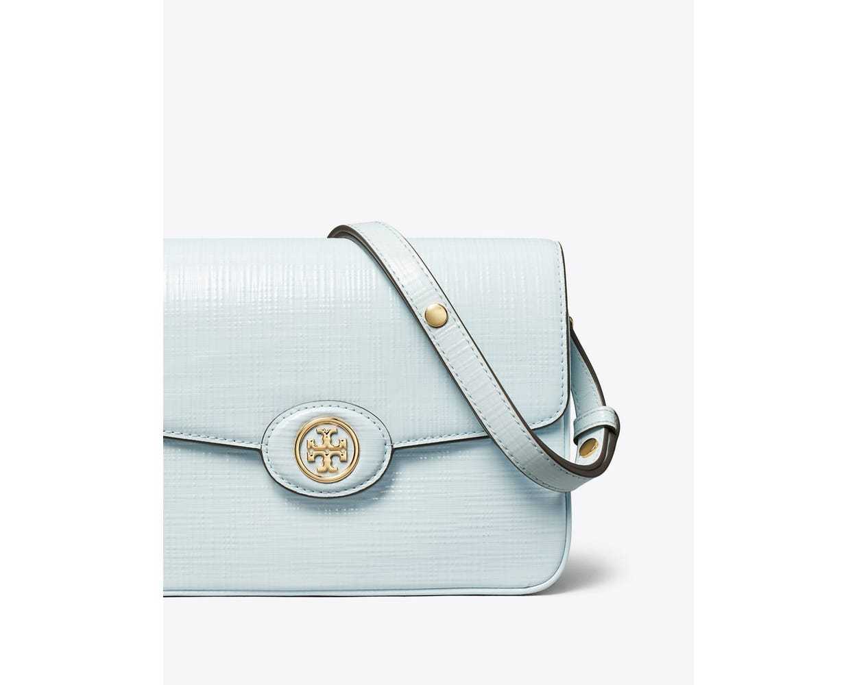 Tory Burch Robinson Crosshatched Crossbody Bags In White