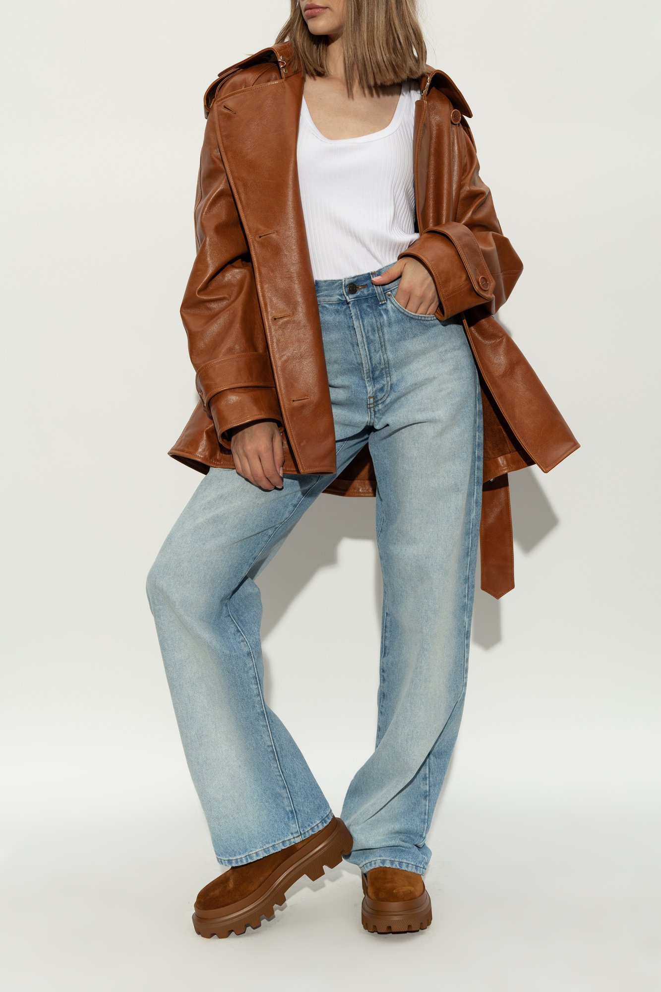 Dolce & Gabbana Suede Buckle Faux Fur Chelsea Booties In Brown