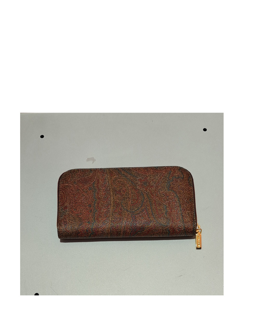 Etro Logo-embroidered Leather Wallet In Brown