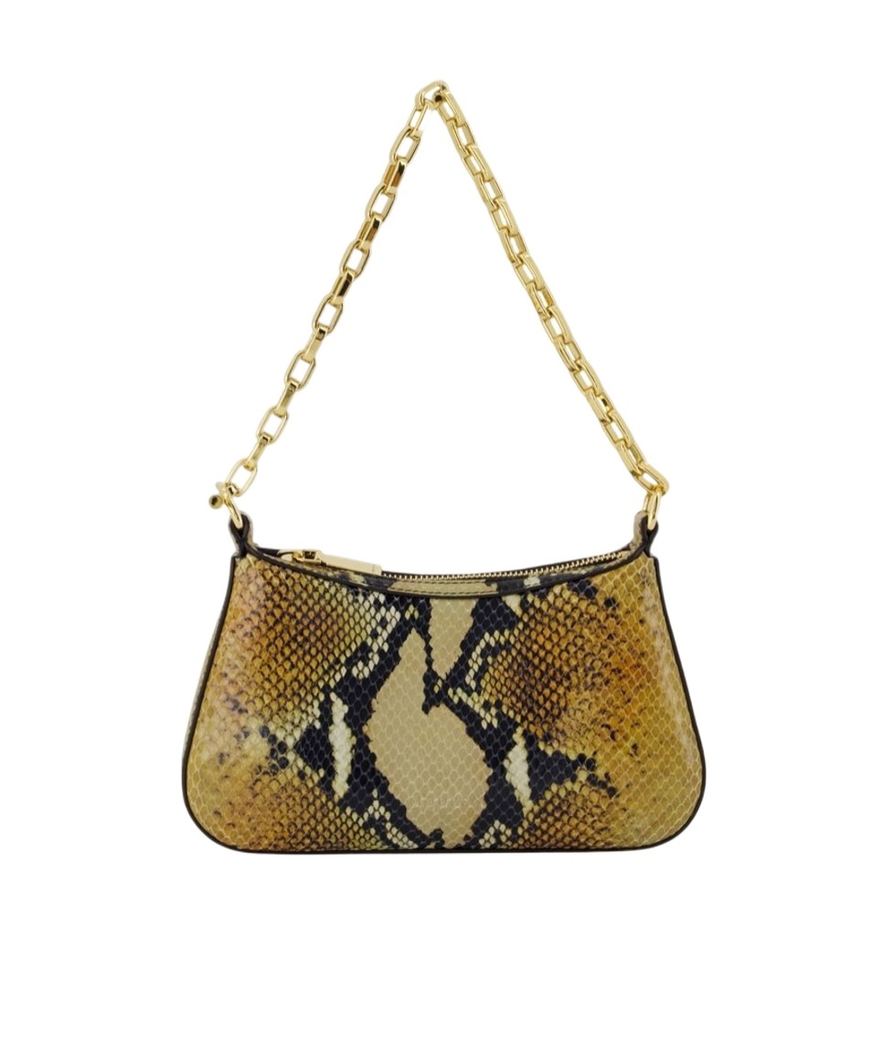 Alexander Mcqueen Mcqueen Mini T-bar Python Print Leather Top Handle Bag In Green
