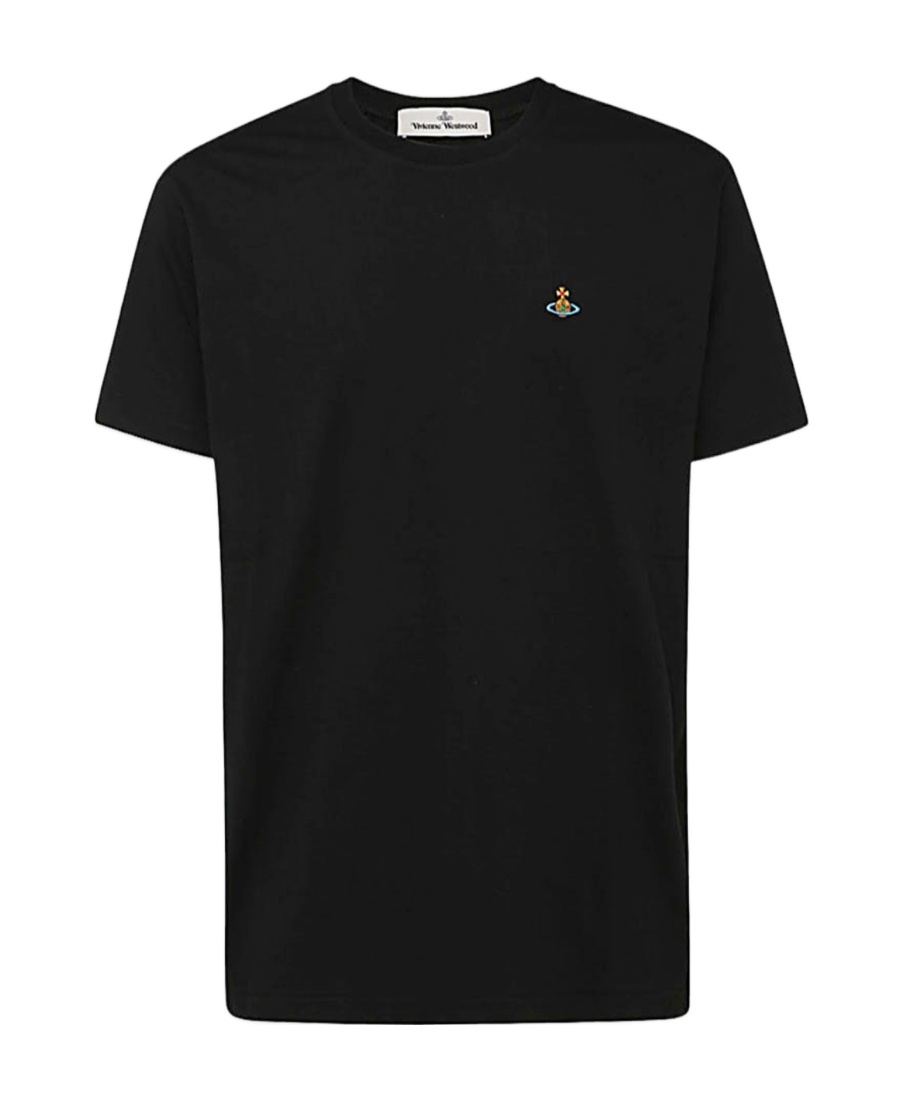 Vivienne Westwood Organic Cotton T-shirt With Signature Orb Logo In Black