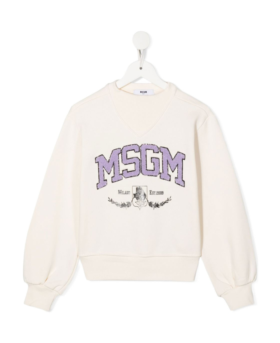Msgm Logo Hoodie In White