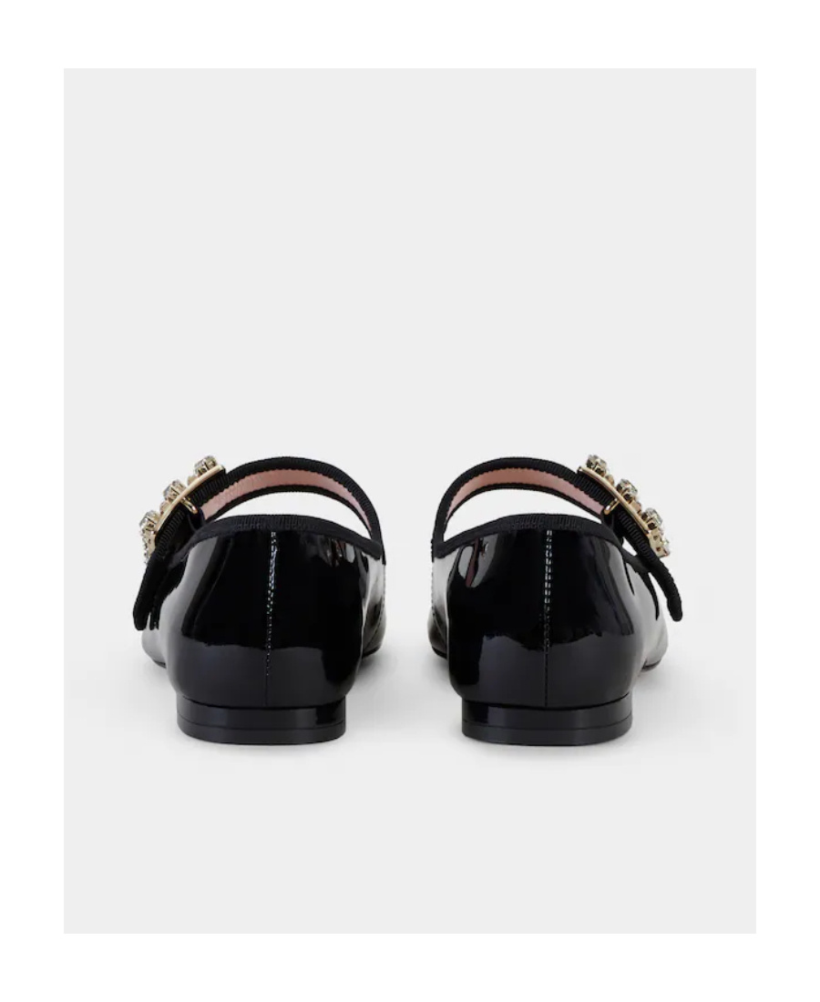 Roger Vivier Très Vivier Strass Babies Crystal-embellished Patent-leather Ballet Flats In Black