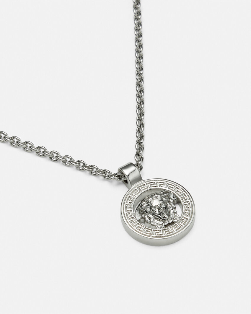 Versace Medusa Pendant Necklace In Gray