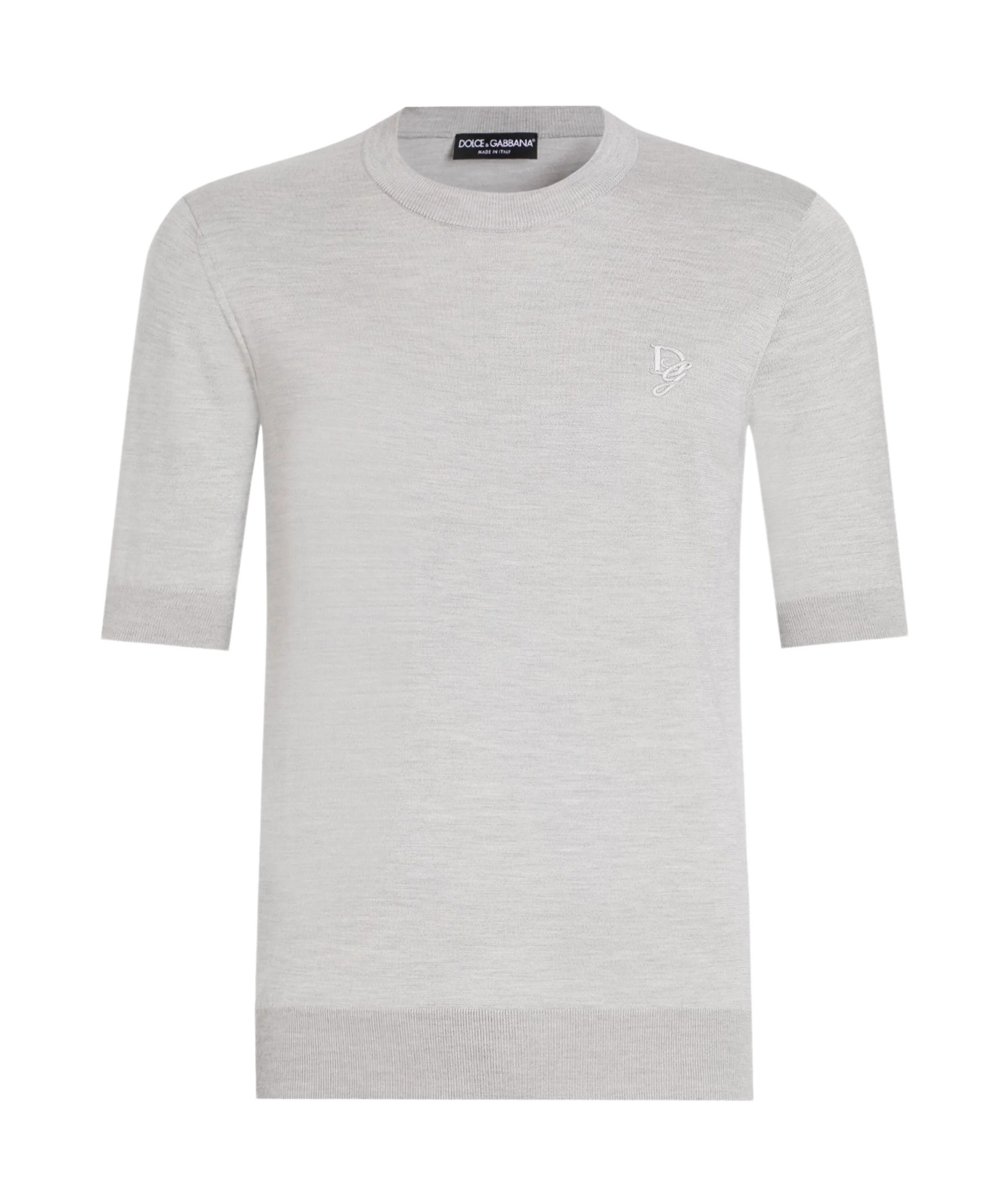Dolce & Gabbana Ribbed Crewneck Short Sleeves Sweater In Gray