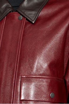 Rag & Bone Lapel Long-sleeved Leather Jacket In Red