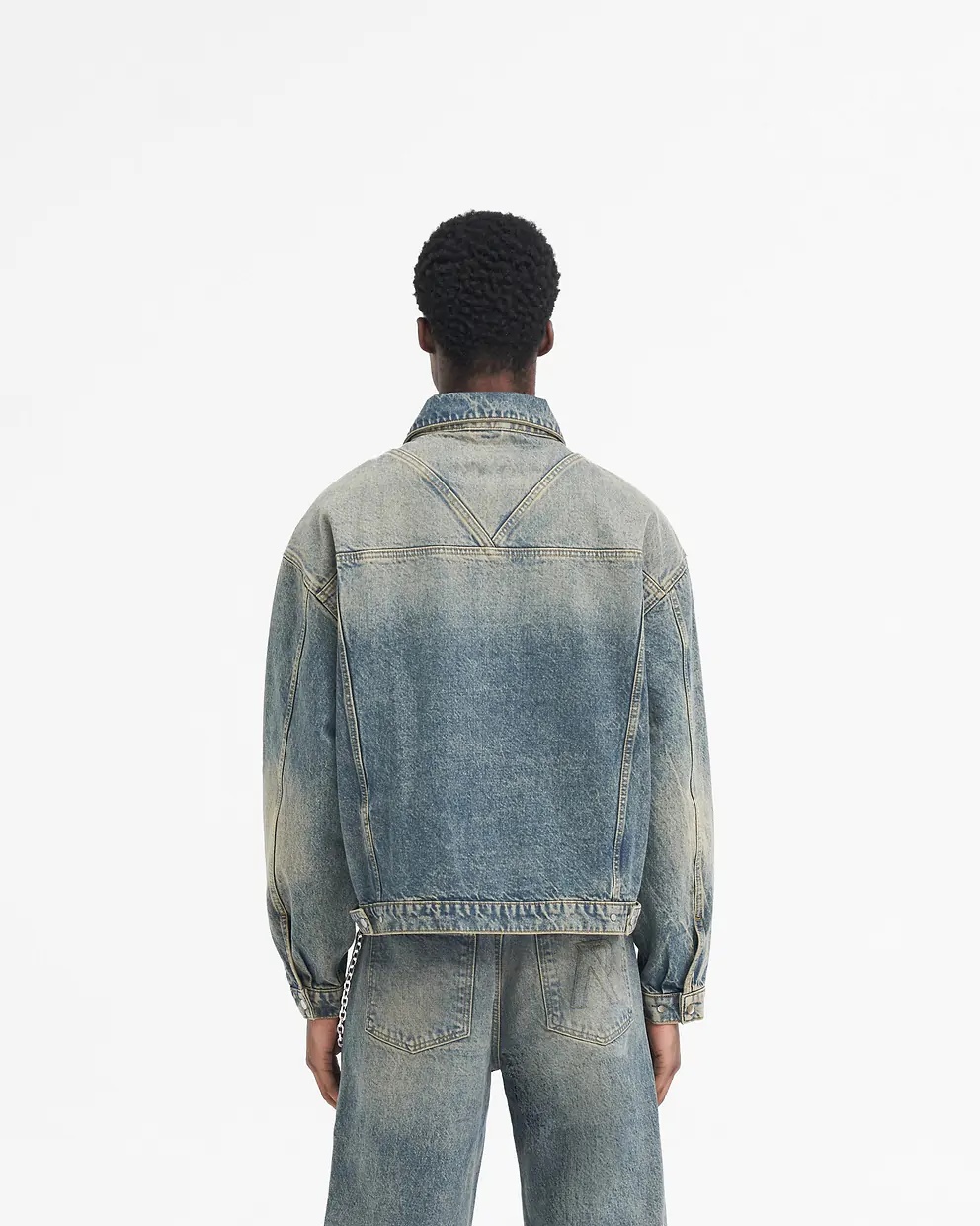 Represent Long-sleeved Denim Coat In Black