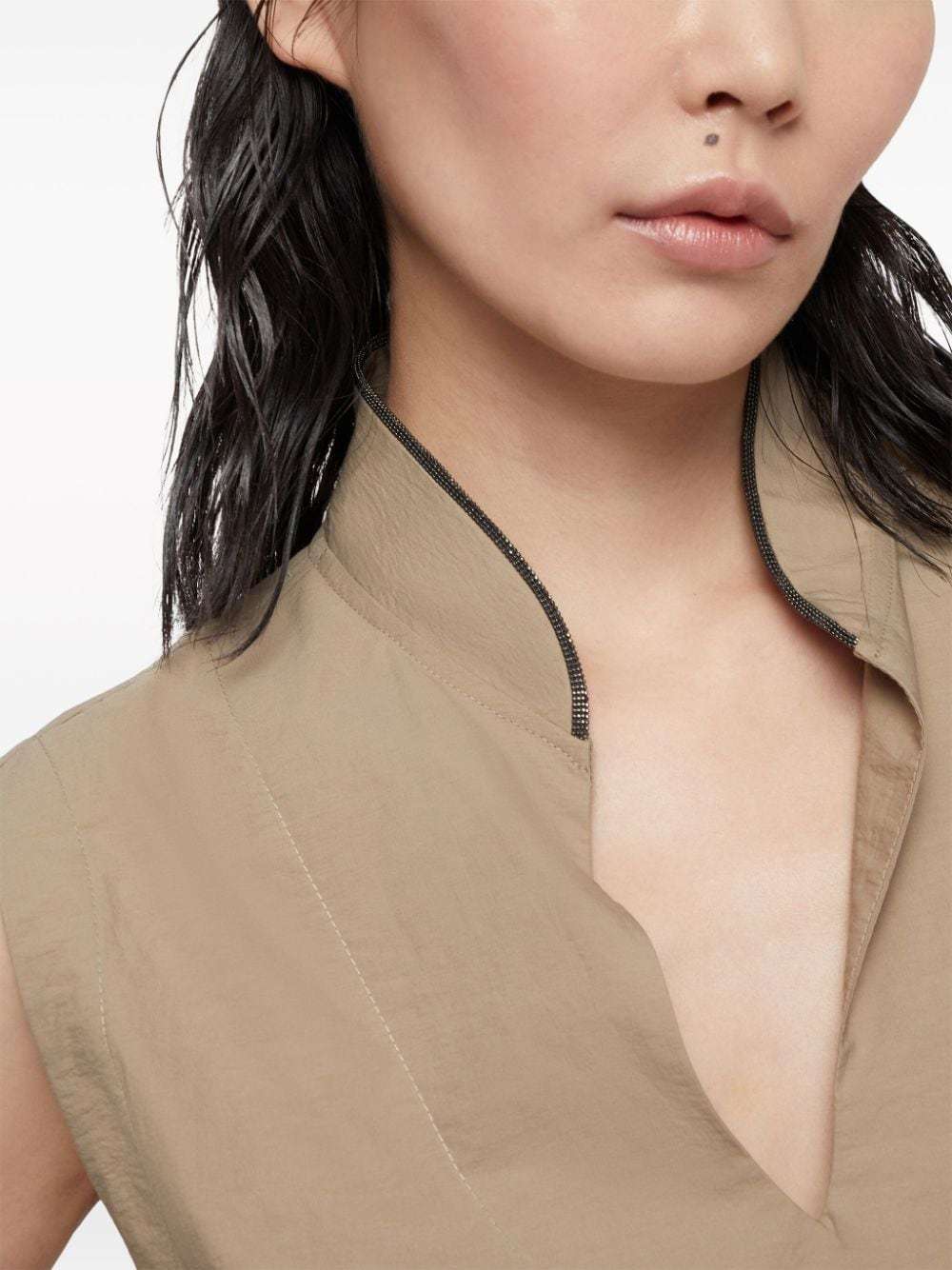 BRUNELLO CUCINELLI BRUNELLO CUCINELLI BEADED-TRIM V-NECK TUNIC DRESS