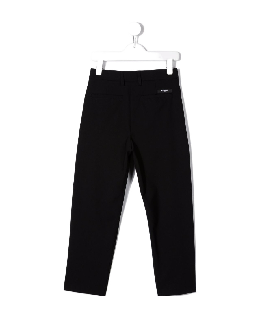 Balmain Logo Patch Tailored Trousers In Black