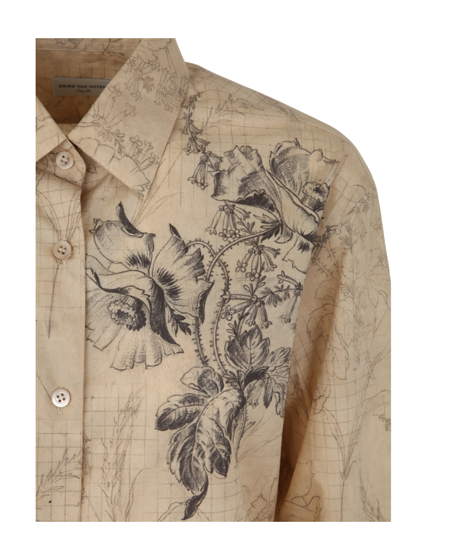 Dries Van Noten Single-breasted Long-sleeved Shirt In Nude