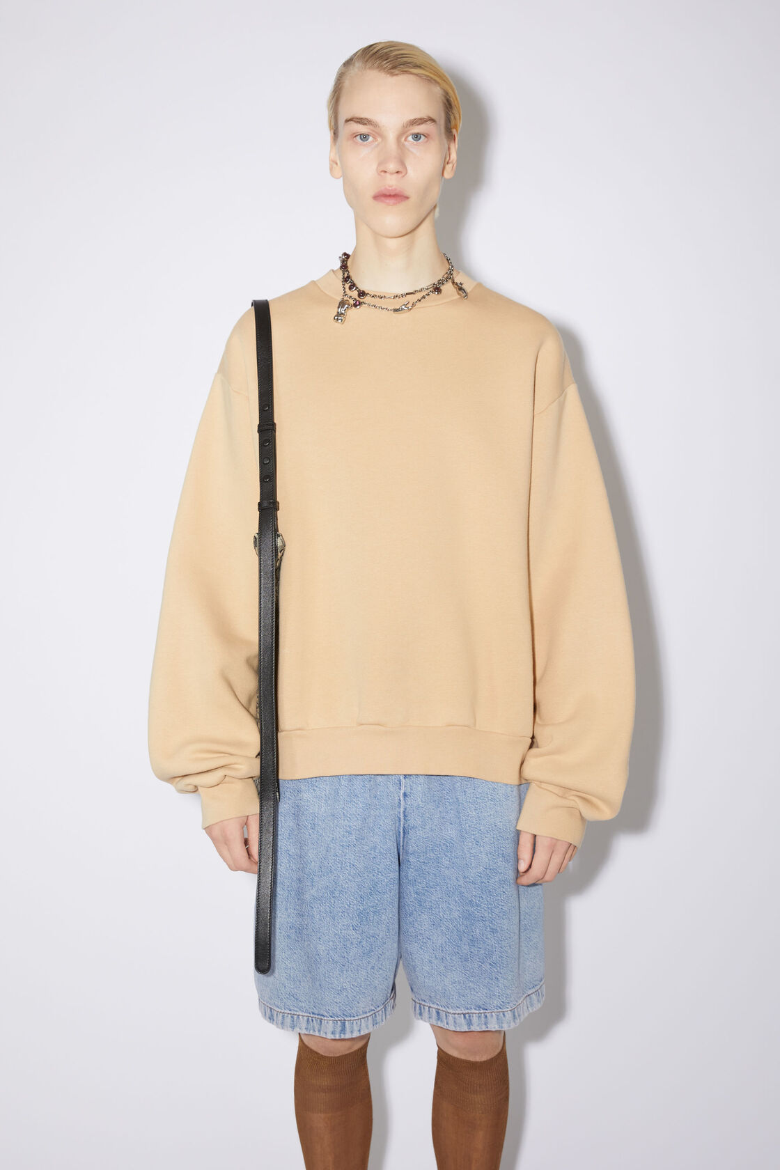 Acne Studios Brushed-fleece Crew-neck Sweatshirt In Nude