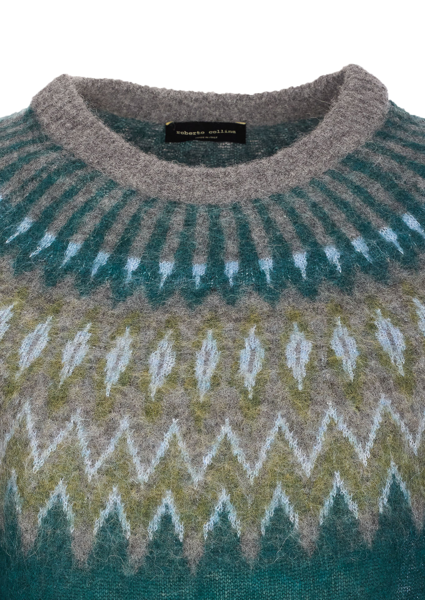 Roberto Collina Geometric Knitwear With Crew Neck And Long Sleeves In Green