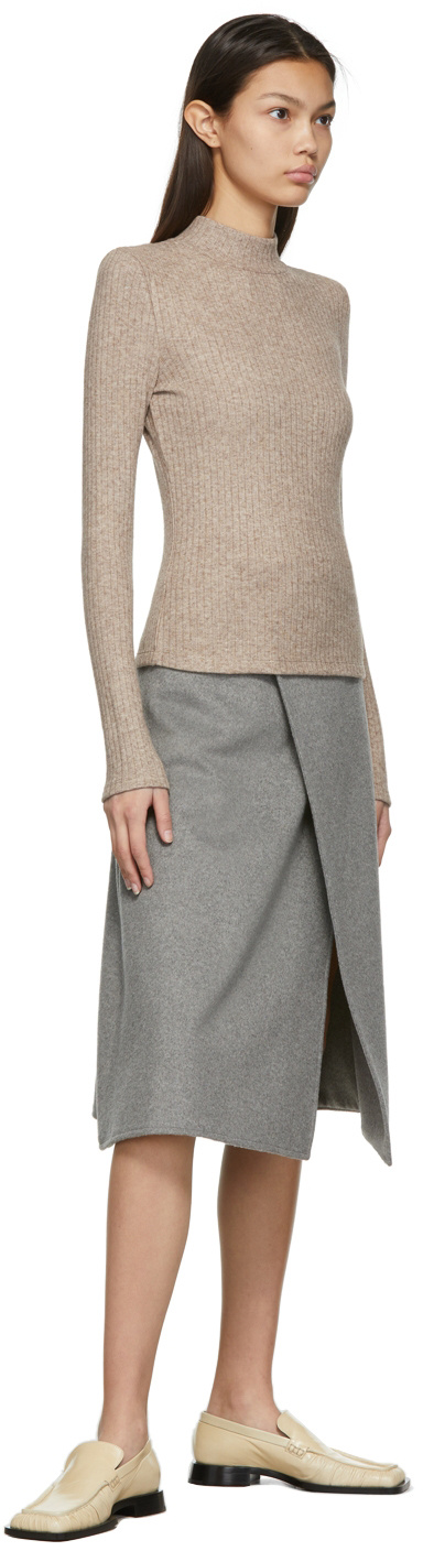 Vince Small High-neck Knitted Pullover In Nude