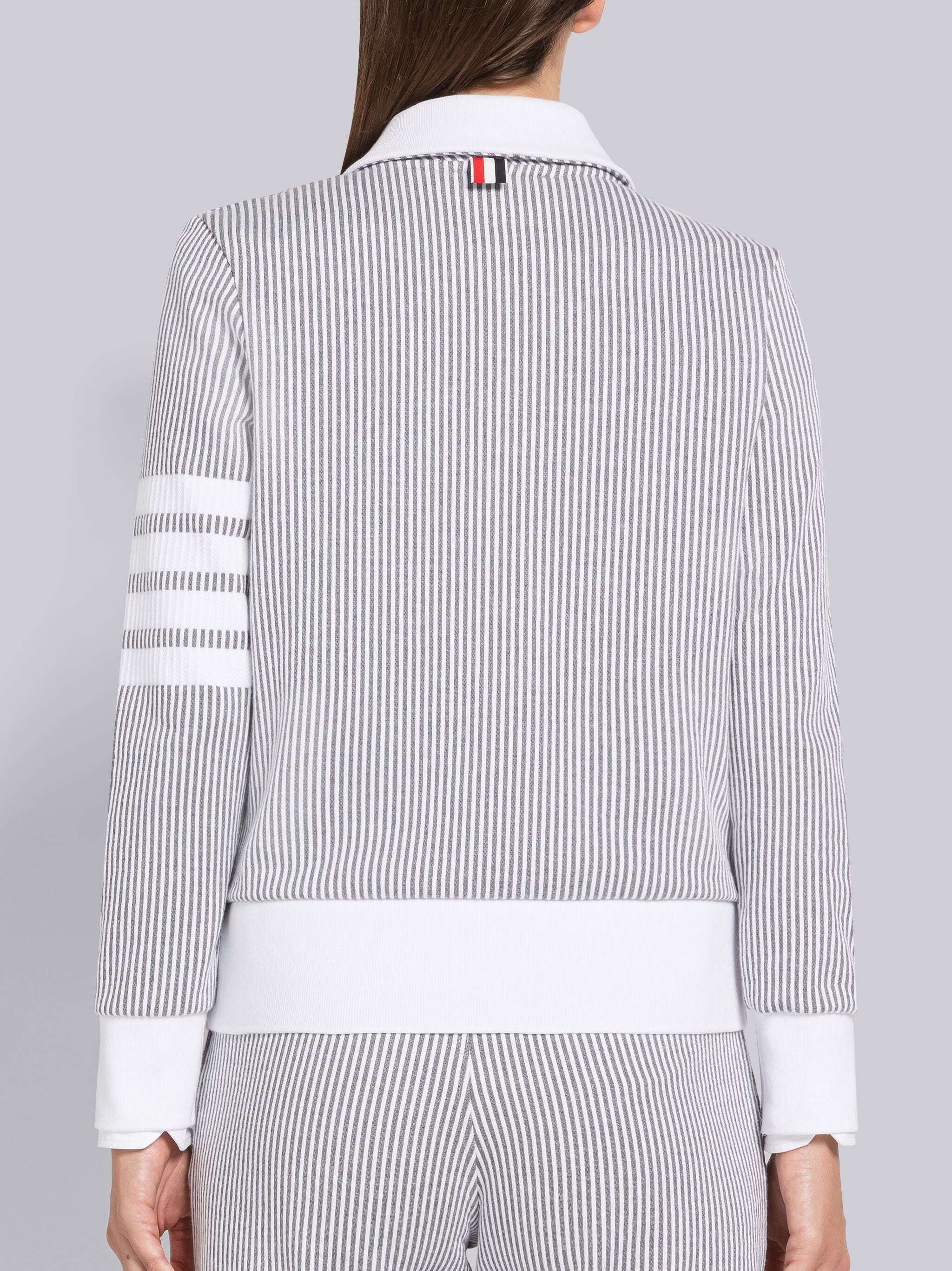 Thom Browne Zip-fastening Seersucker Jacket In White