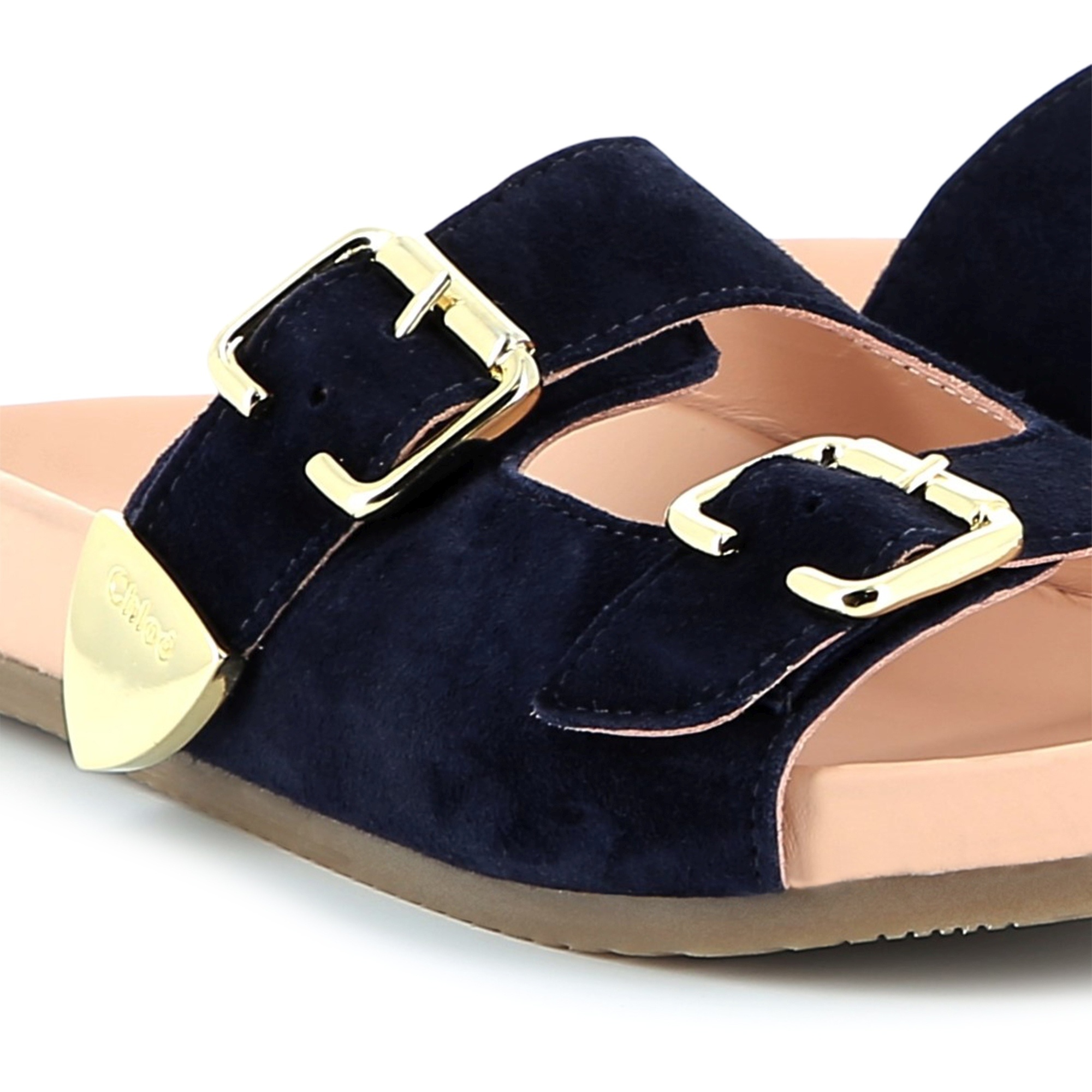 Chloé Kids Buckle-strapped Slides In Black