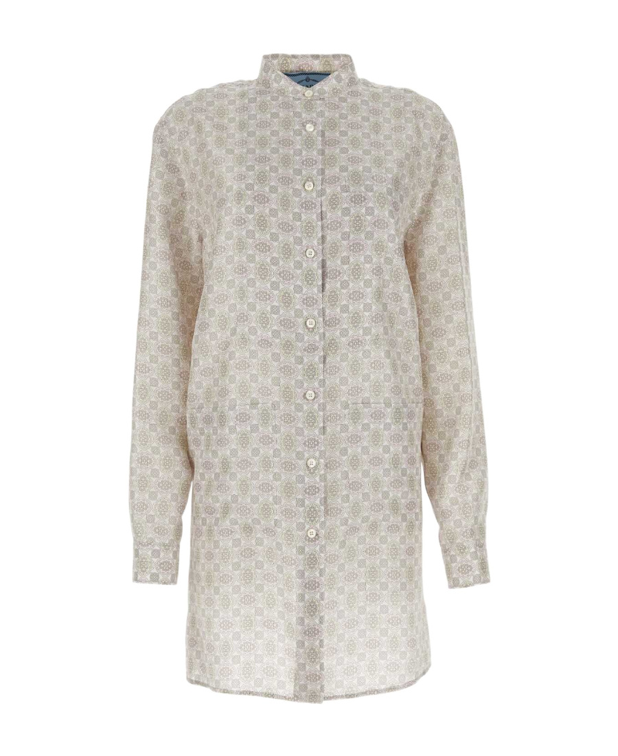 Prada Lapel Long-sleeved Shirt Dress In Petal Powder