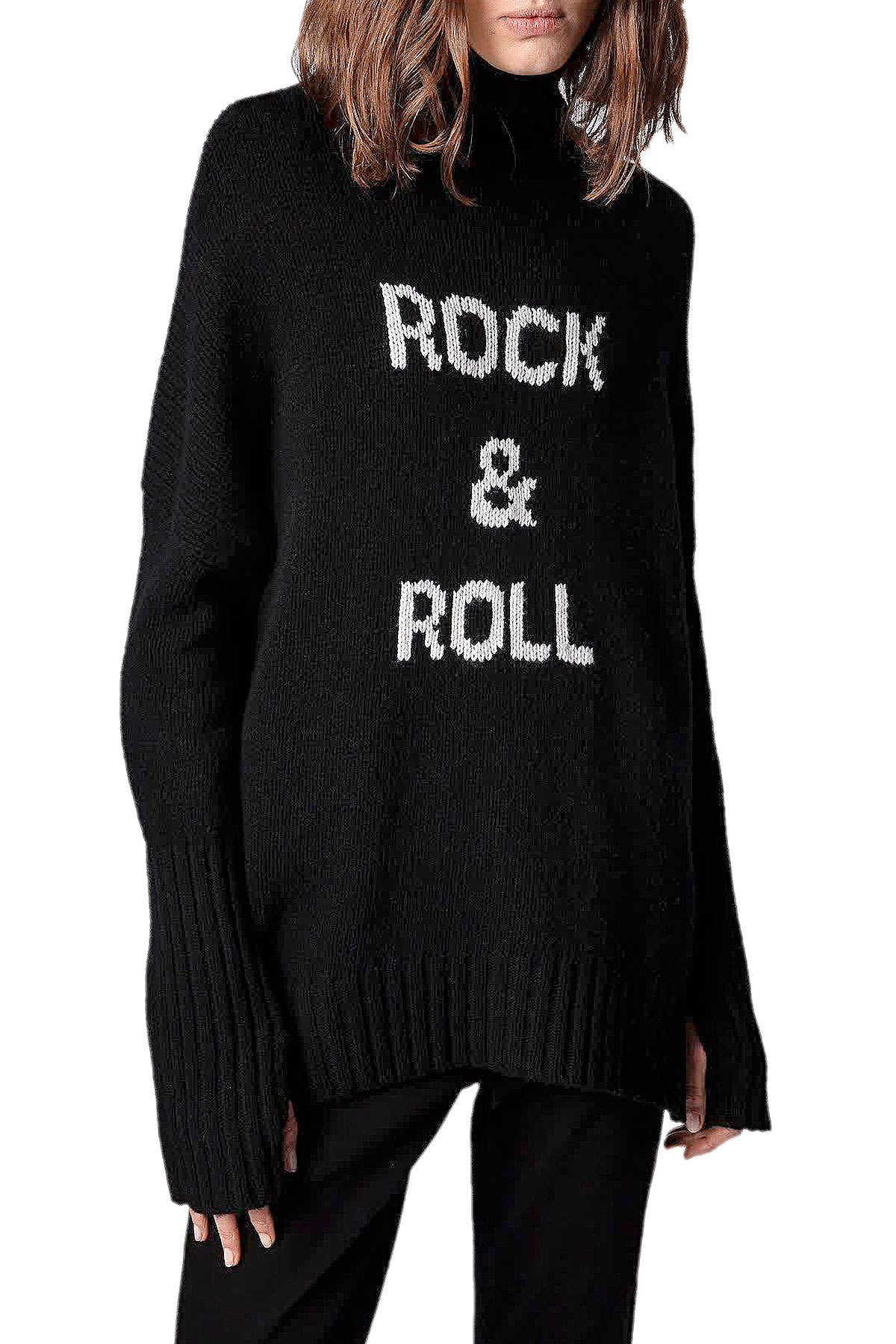 Zadig & Voltaire Womens Noir Alma Turtleneck Oversized Wool Jumper In Black