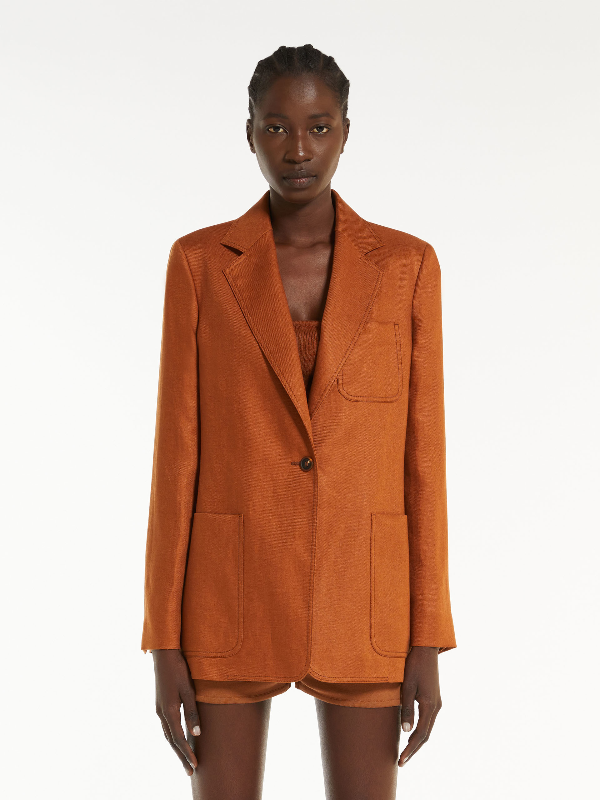 Max Mara Linen Single-breasted Bohemia Blazer Tobacco In Brown