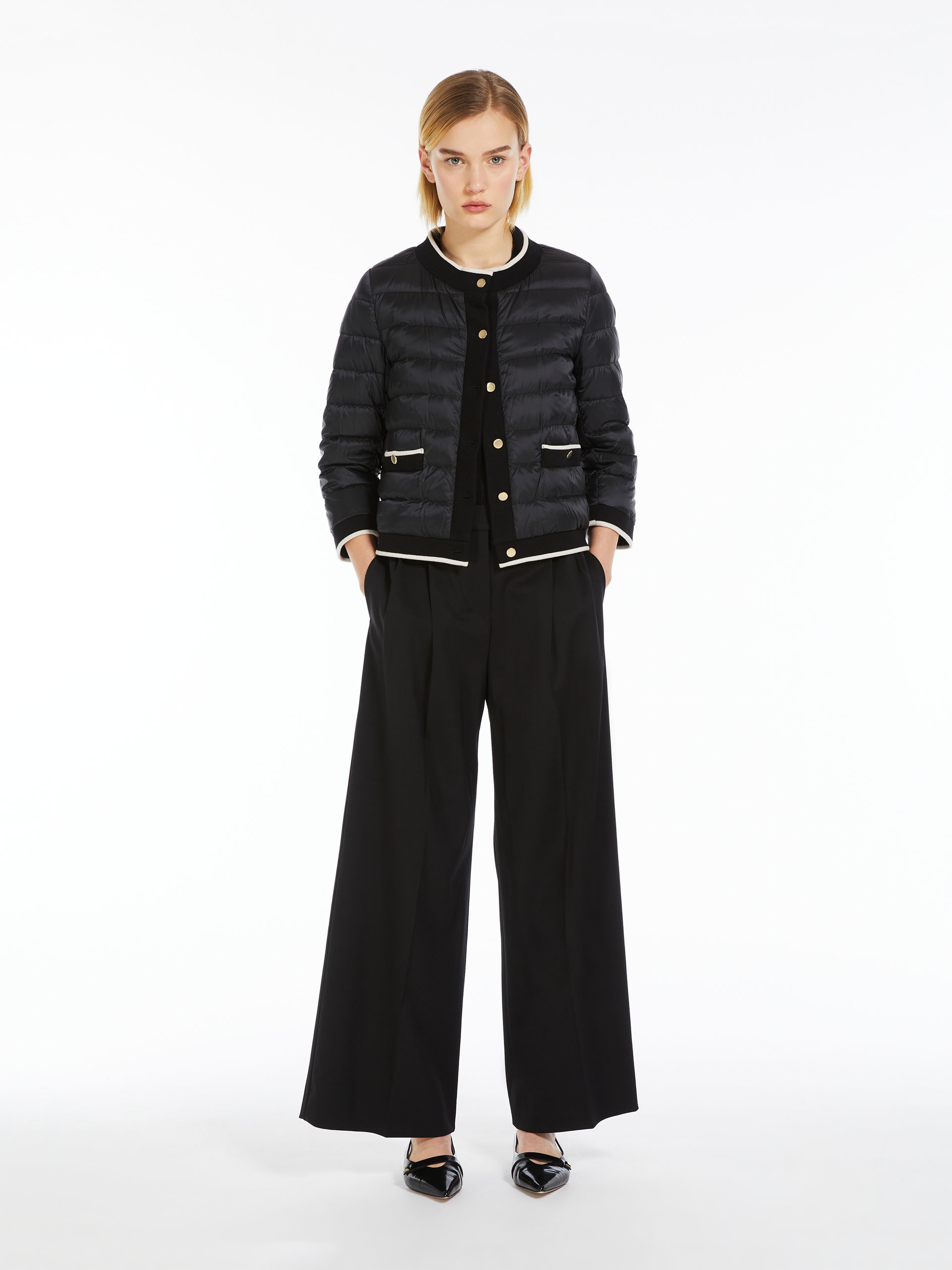 Max Mara Quilted Round-neck Casual Jacket In Blue