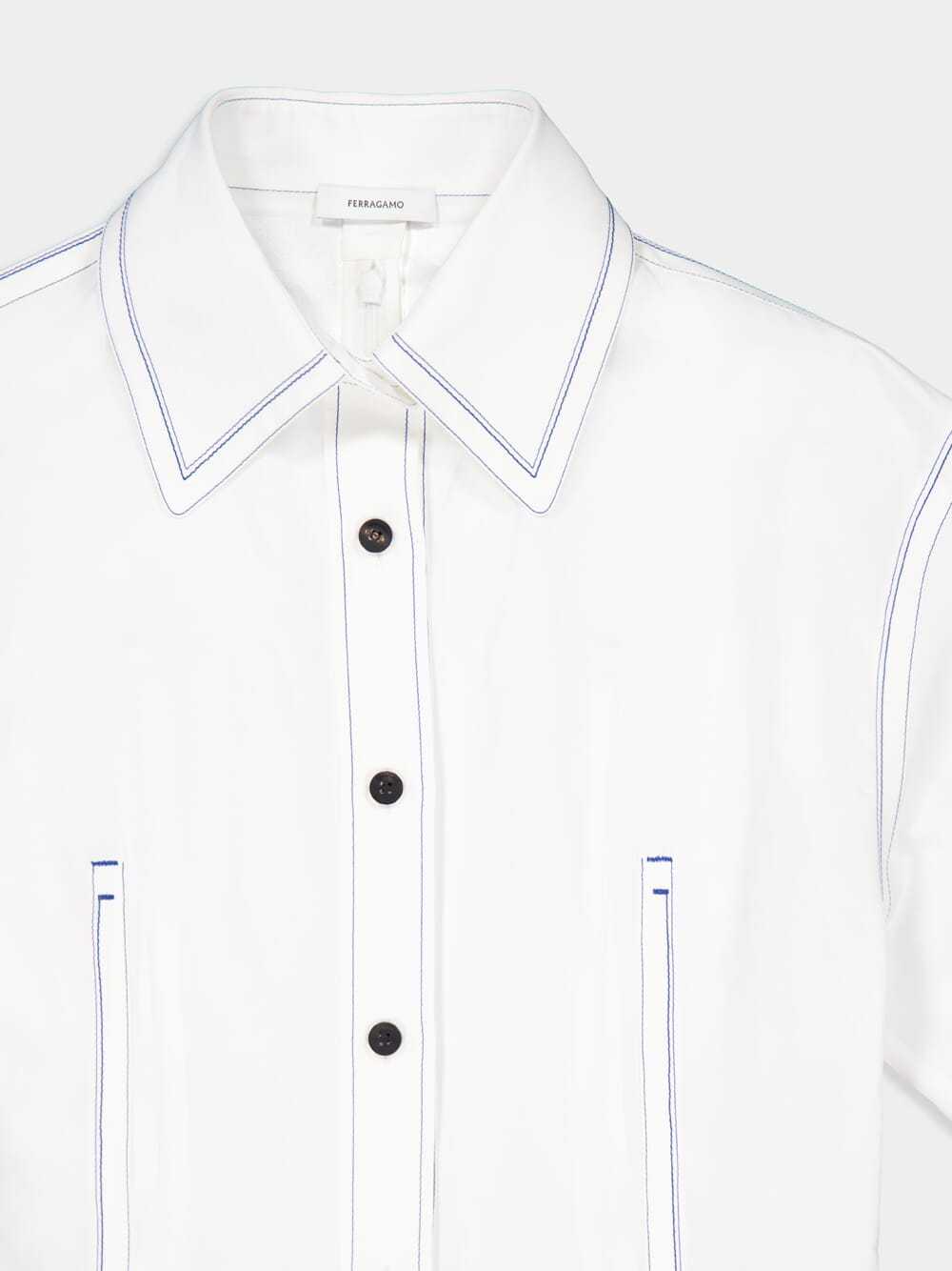 Ferragamo Lapel Short-sleeved Dress In White