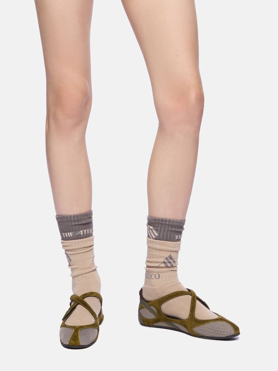 Attico Floor 01 Mesh And Suede Ballerinas Flat