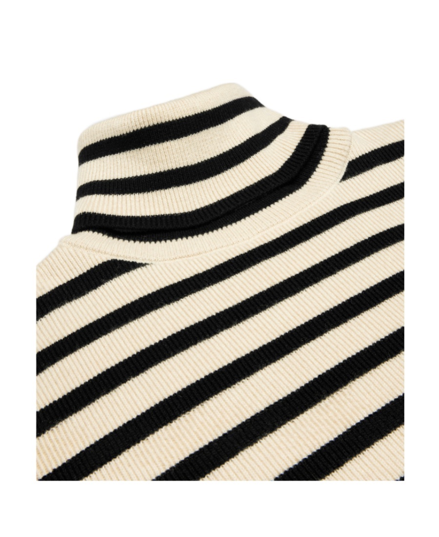 Celine Men Wool And Cashmer Sweater With Striped Motif In Nude