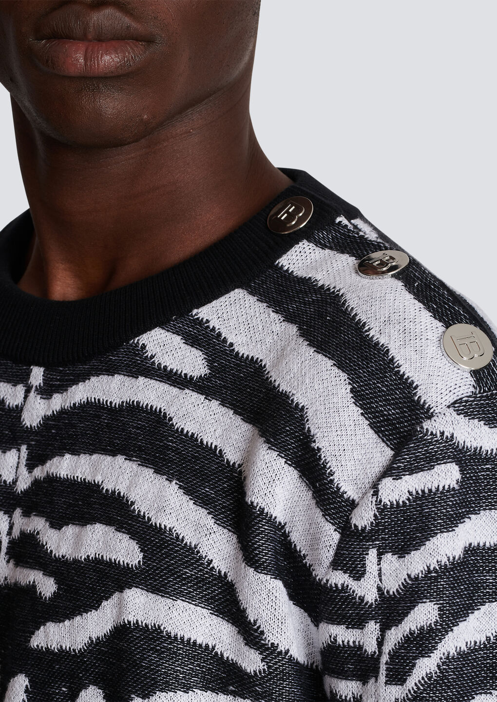 BALMAIN ZEBRA PRINT LINEN JUMPER
