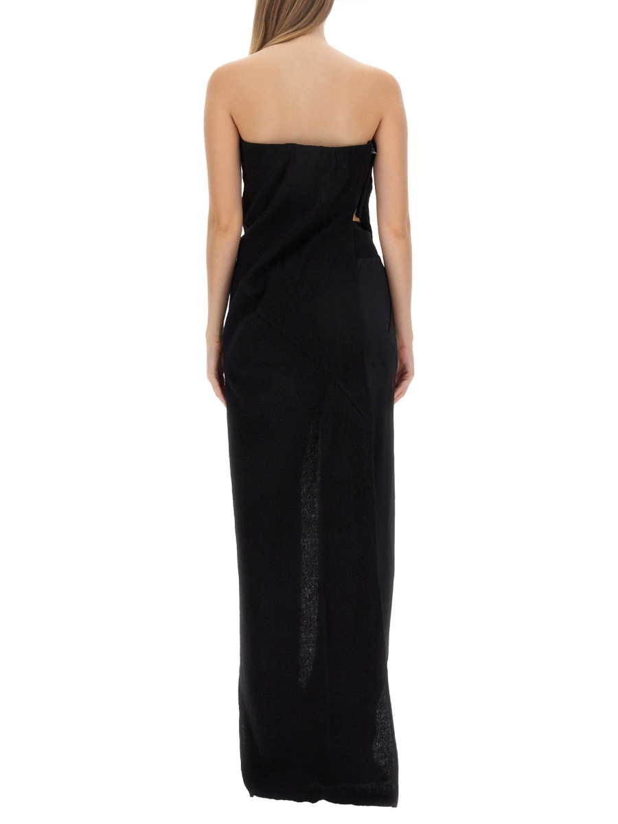 Rick Owens Strapless Asymmetric Virgin Wool Top In Black