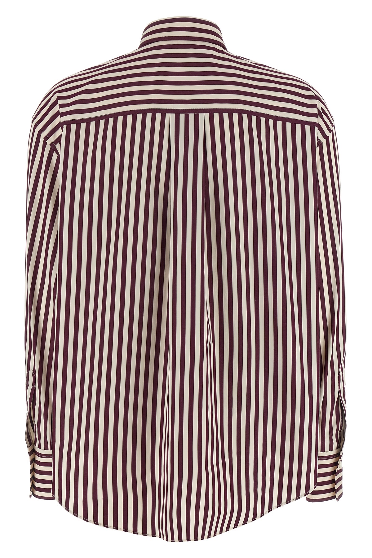 Brunello Cucinelli Bead-embellished Striped Cotton-sateen Shirt In Multi