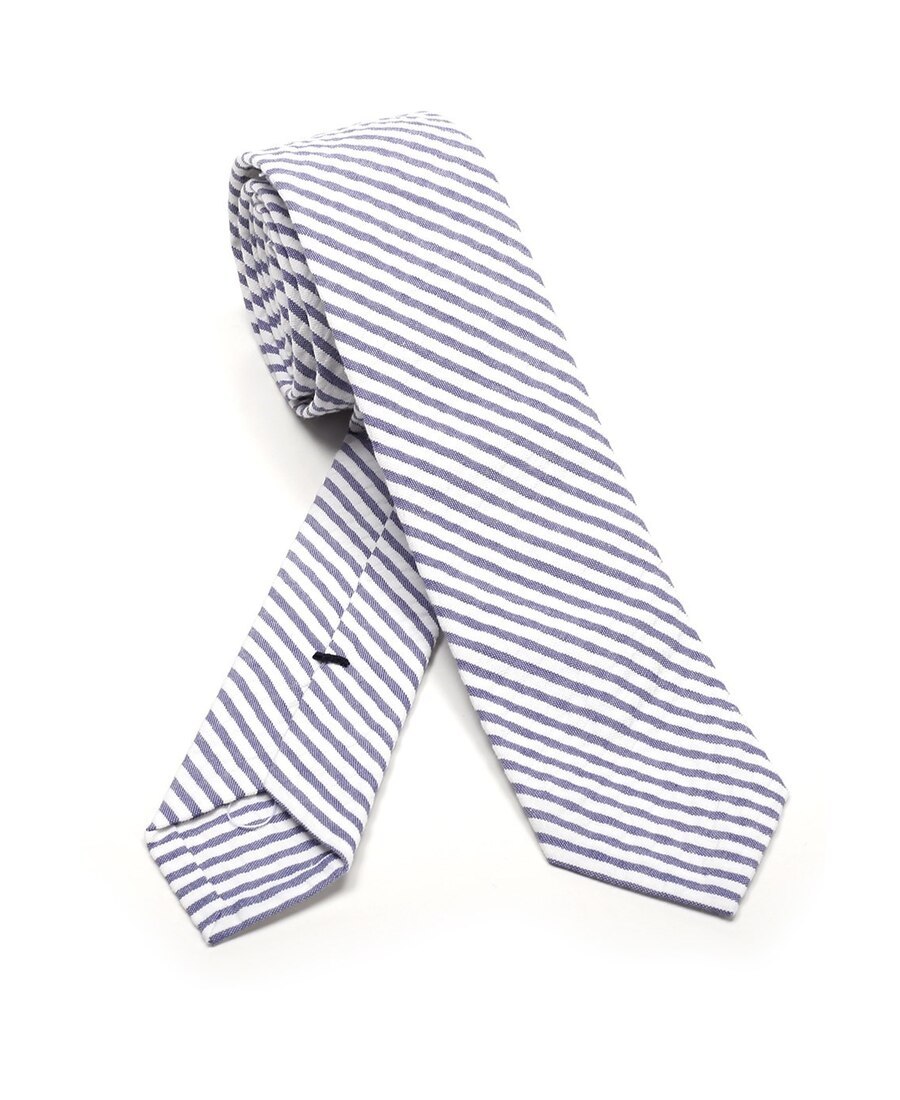 Thom Browne Seersucker Stripe Tie In White
