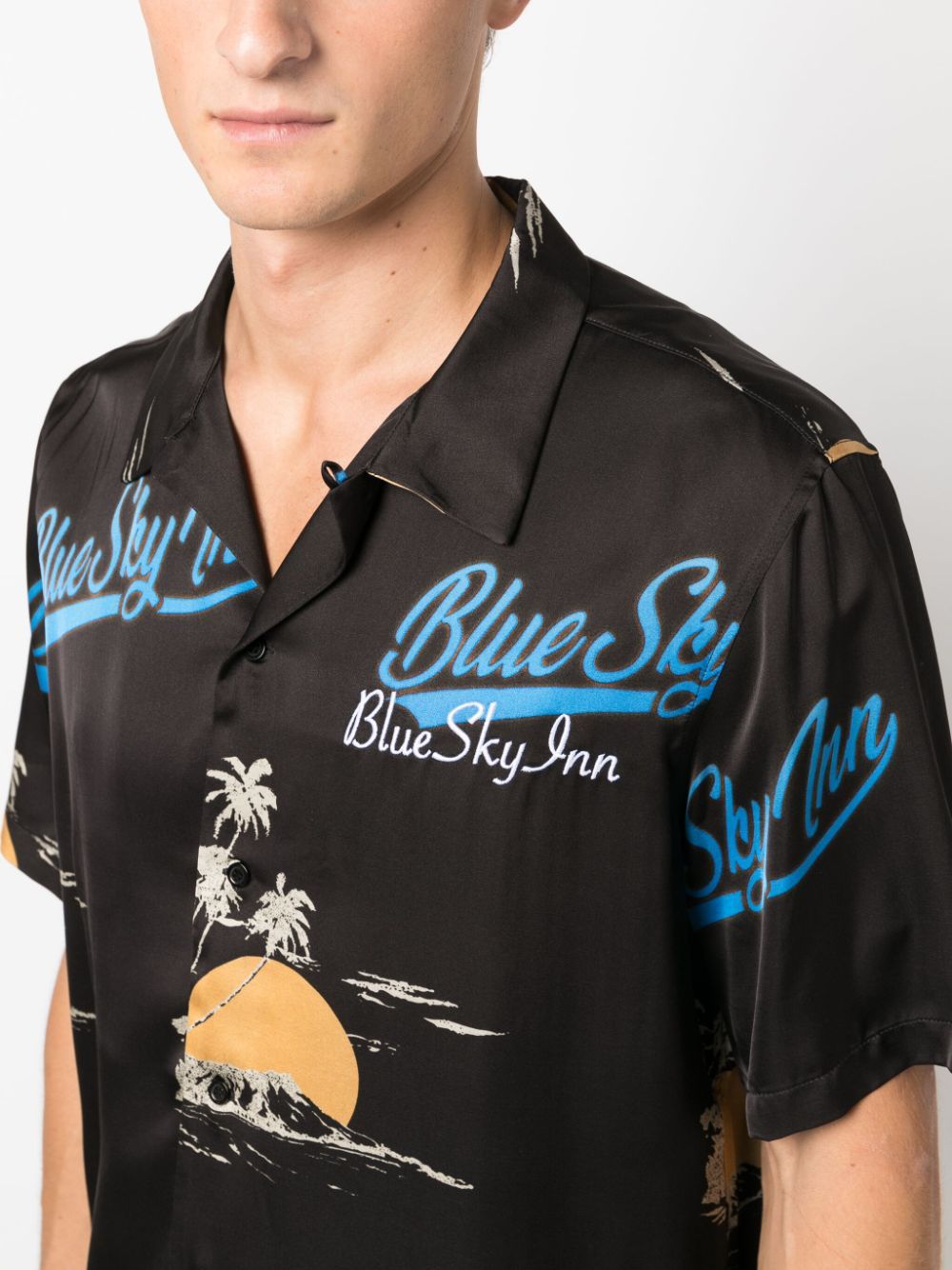Blue Sky Inn Logo-print Short-sleeve Shirt In Black