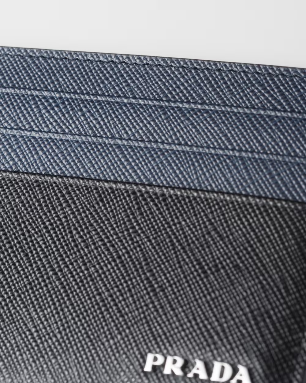 Prada Black Colour-block Leather Card Holder In Black