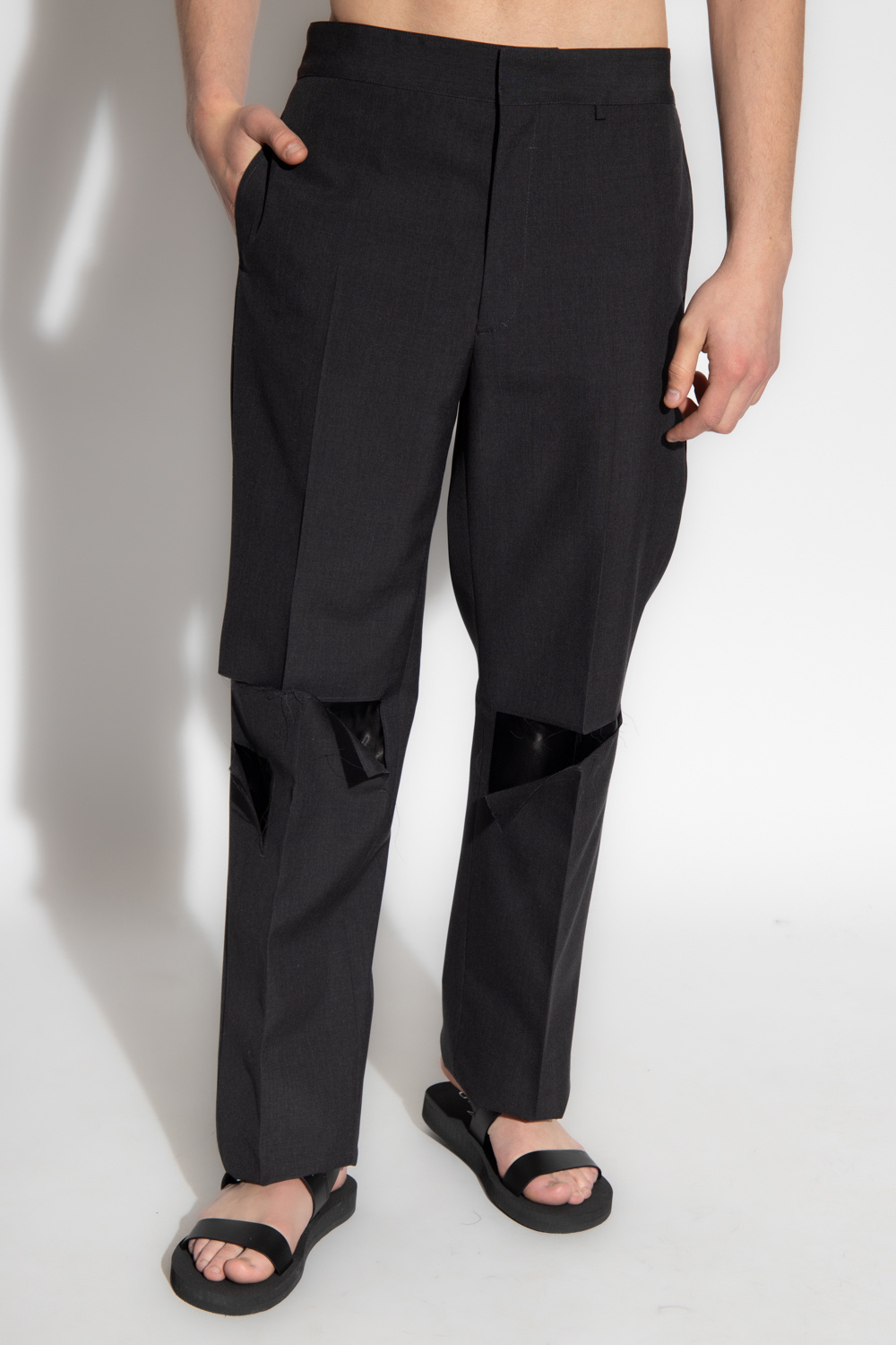 Givenchy Distressed Wool Trousers In Black