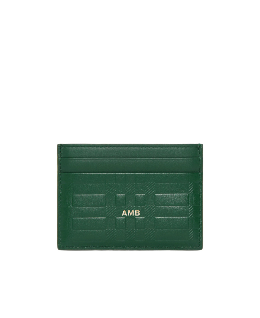 Burberry Checked Embossed Card Holder In Green
