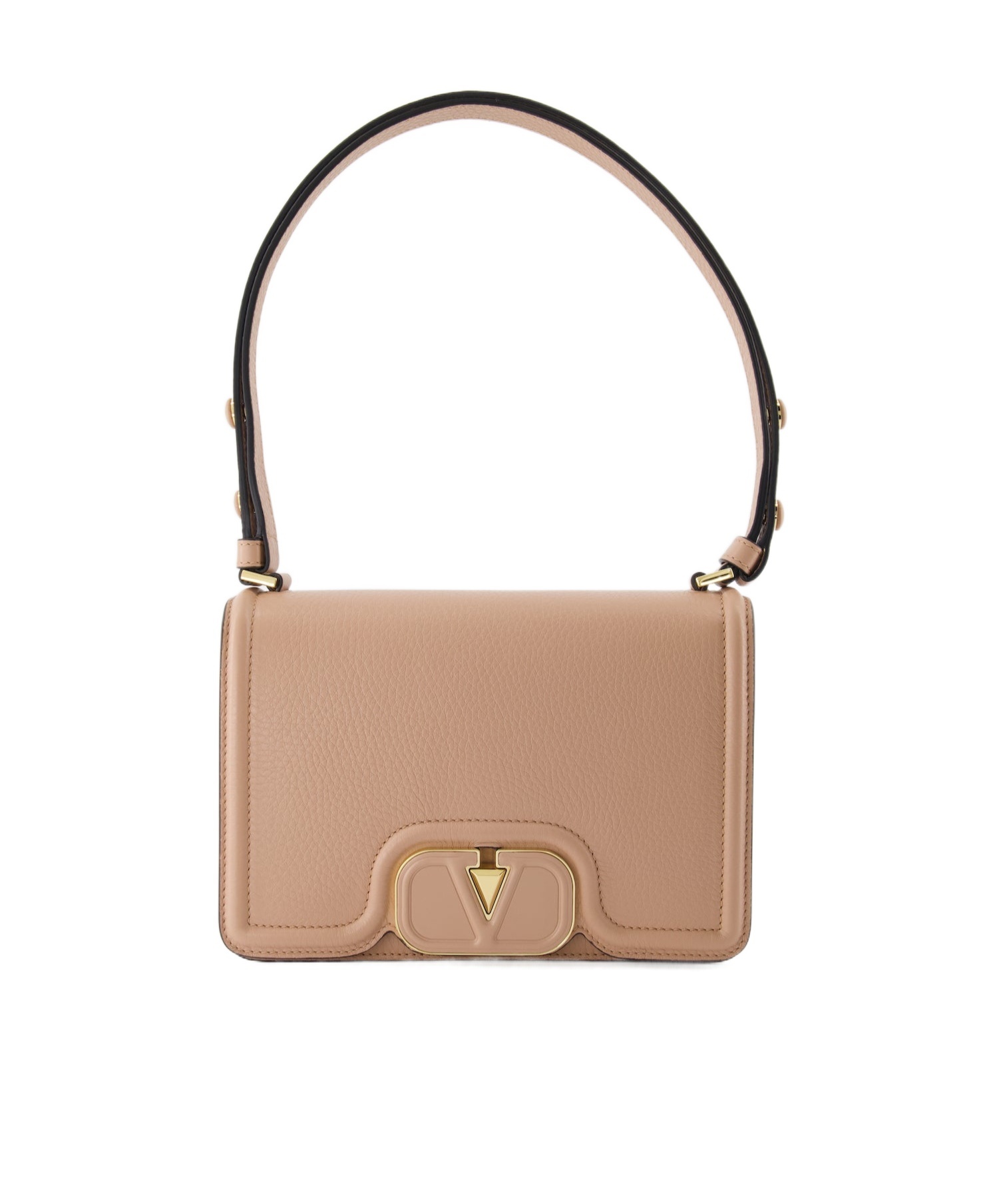 Valentino Small Vlogo Leather Shoulder Bag In Nude