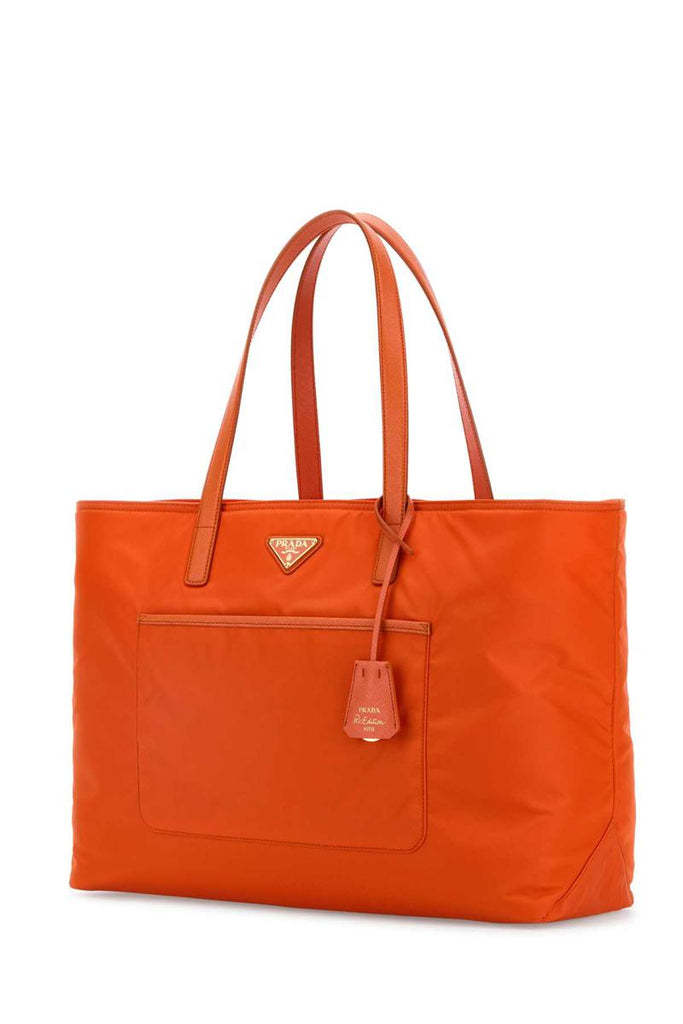 Prada Women Orange Re-nylon Large Re-edition 1978 Shopping Bag In Orange