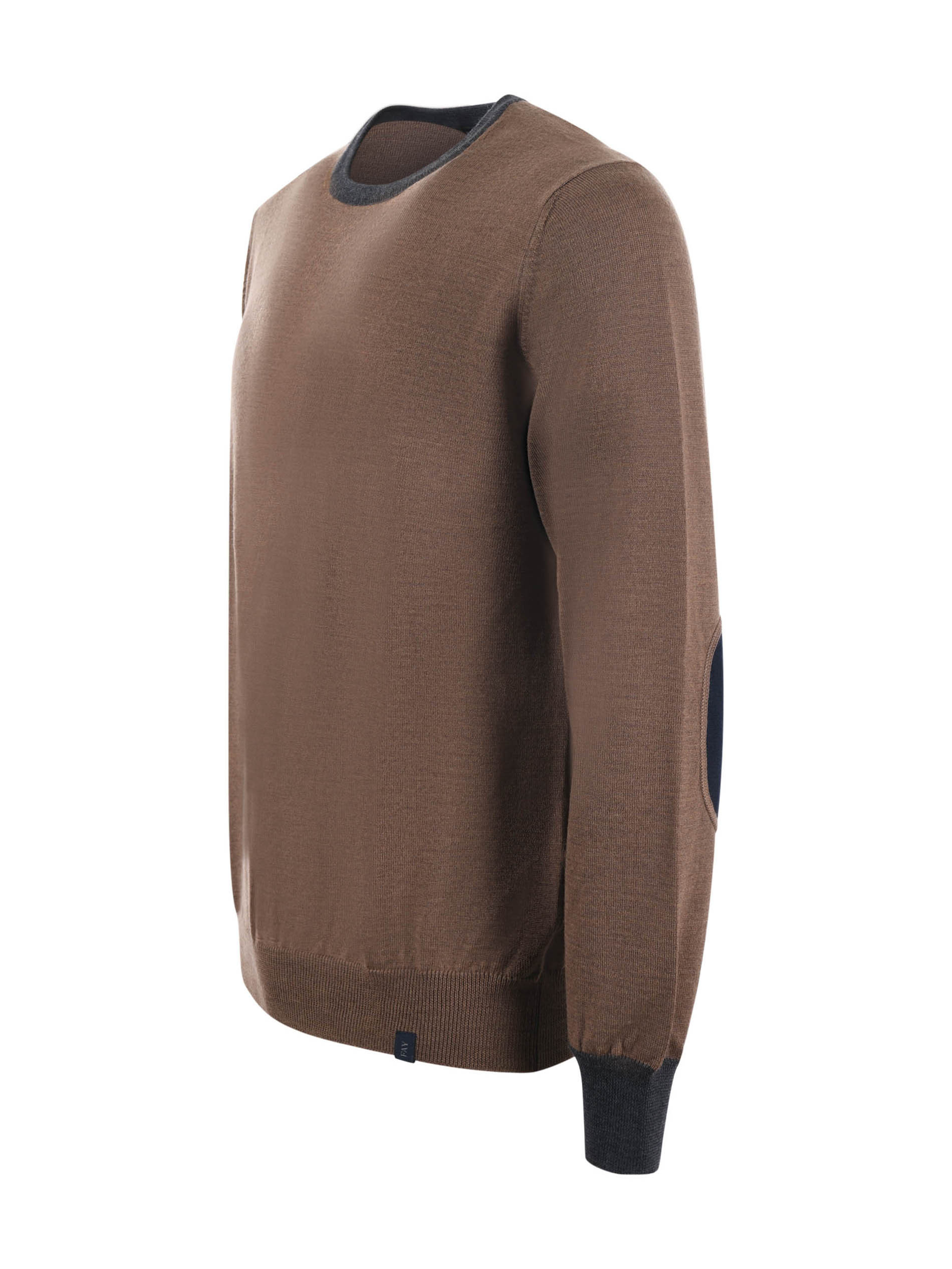 Fay Round Neck Sweater In Brown