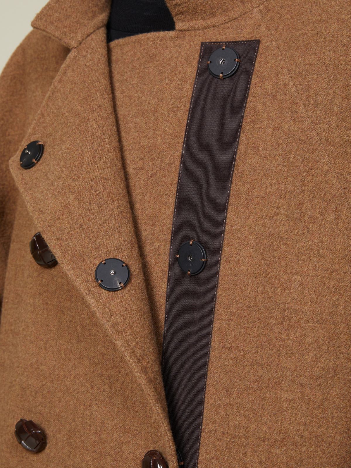 Max Mara Double Wool Pea Coat In Brown