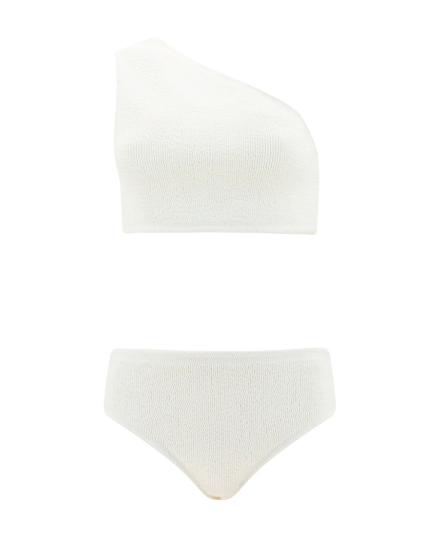Bottega Veneta One-word Shoulder Split Swimsuit In White