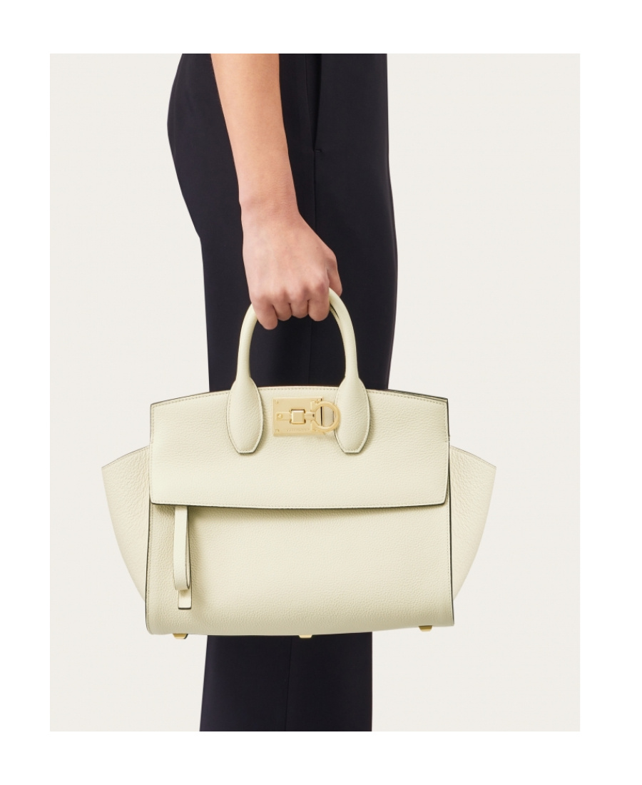 Ferragamo The Studio Leather Top-handle Bag In White